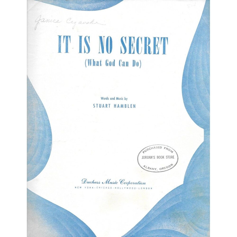Vintage 1950 “It Is No Secret” Sheet Music Stuart Hamblen Duchess Music Gospel